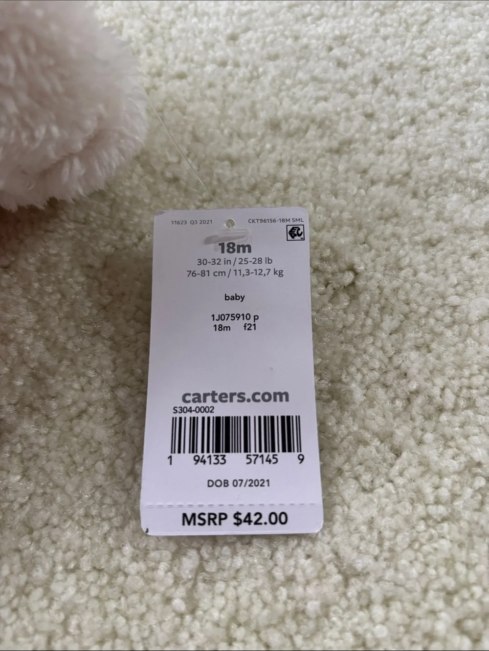Carter's Pink Sherpa-Lined Hooded Baby Knit Jacket